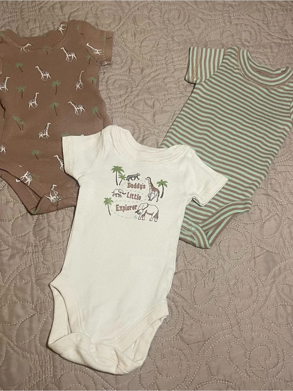 #88 Garanimals Gerber The Childrens Place 0-3M Cotton Safari Bodysuits 9 pc Lot